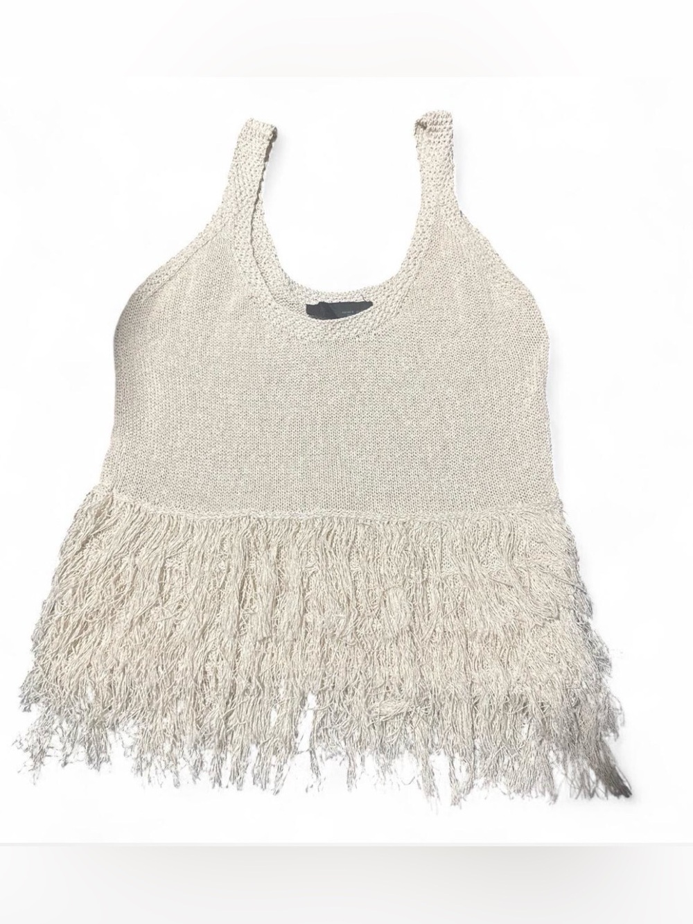Zara Cream Fringe Knit Tank Top